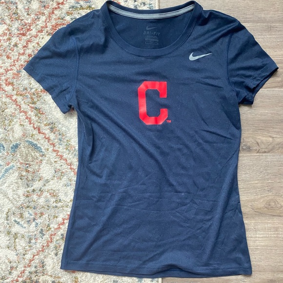 Nike MLB Women’s Dri Fit Cleveland Guardians T-Shirt Heather Navy - Picture 1 of 3